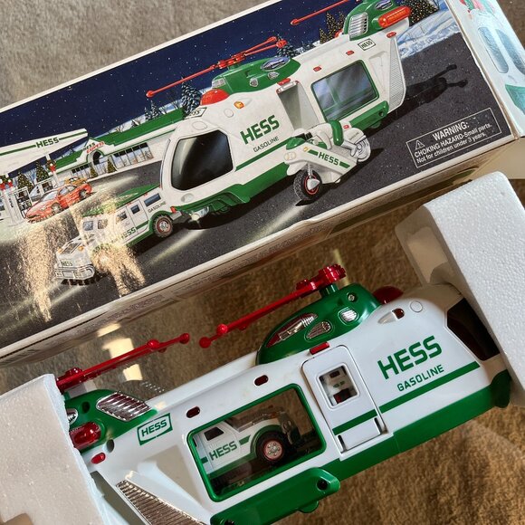 2001 Hess Helicopter Toy Set with Motorcycle & Cruiser – Lights & Sounds, NIB - Picture 9 of 16